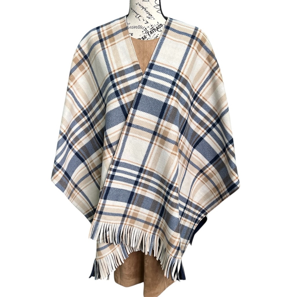 Tahari Plaid Poncho Cape
